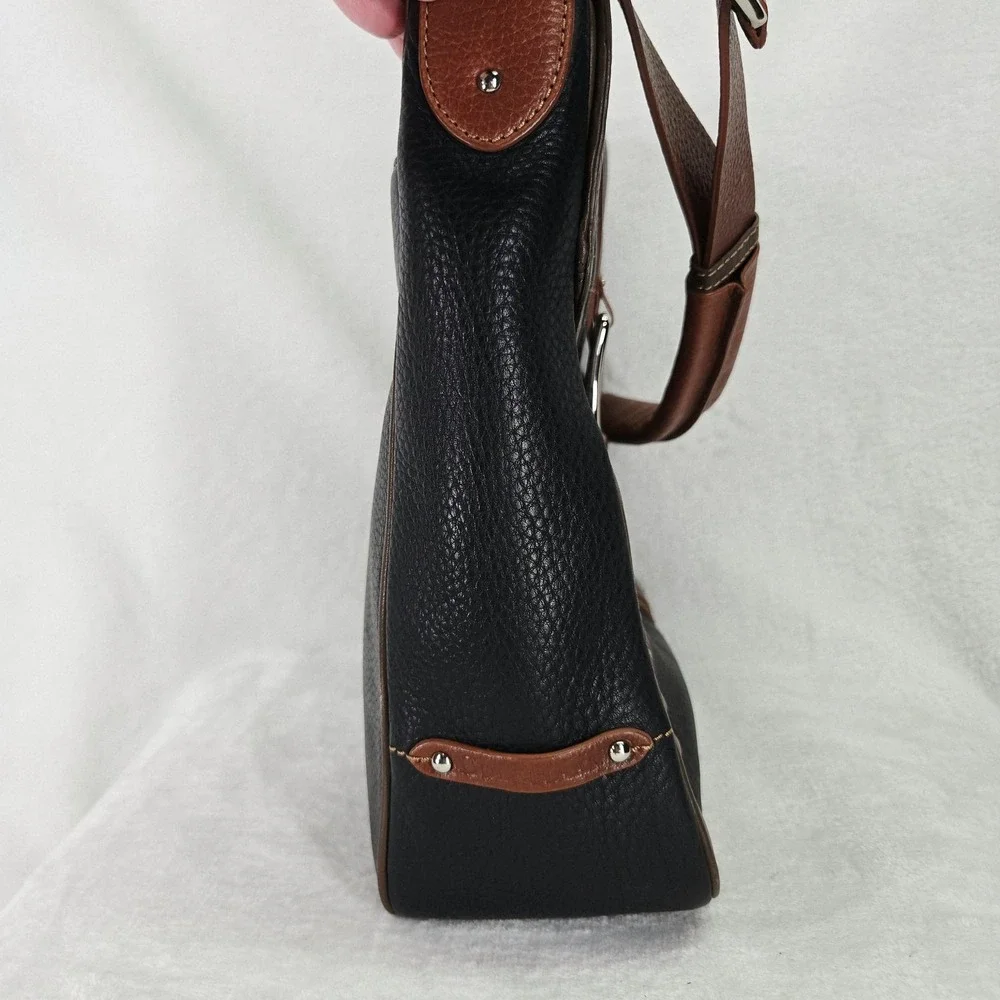 Cole Haan Village Tri Color Messenger Bag Womens Medium Black Brown Leather